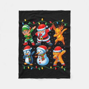 Dabbing Santa Elf Friends Christmas Boys Girls Men Fleece Blanket