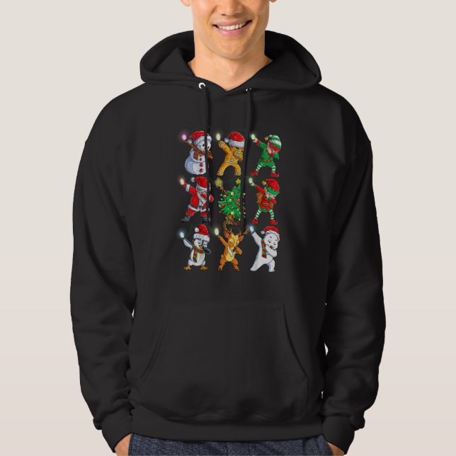 Dabbing Santa Elf Friends Christmas Boys Girls Men Hoodie (Front)