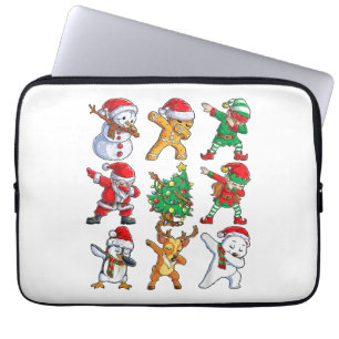 Dabbing Santa Elf Friends Christmas Boys Girls Men Laptop Sleeve