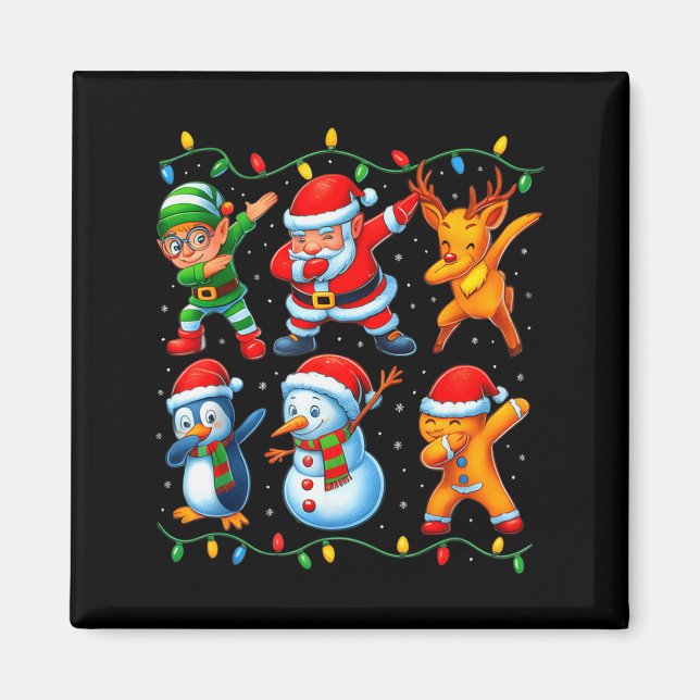 Dabbing Santa Elf Friends Christmas Boys Girls Men Magnet (Front)