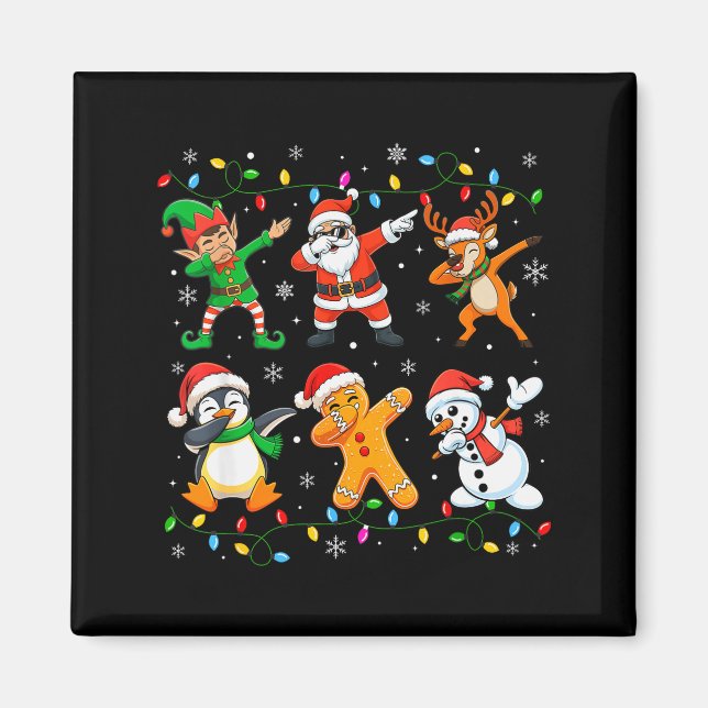 Dabbing Santa Elf Friends Christmas Boys Girls Men Magnet (Front)