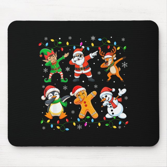 Dabbing Santa Elf Friends Christmas Boys Girls Men Mouse Pad (Front)