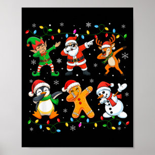 Dabbing Santa Elf Friends Christmas Boys Girls Men Poster