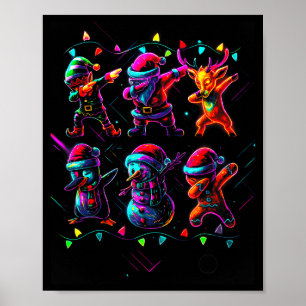 Dabbing Santa Elf Friends Christmas Boys Girls Men Poster