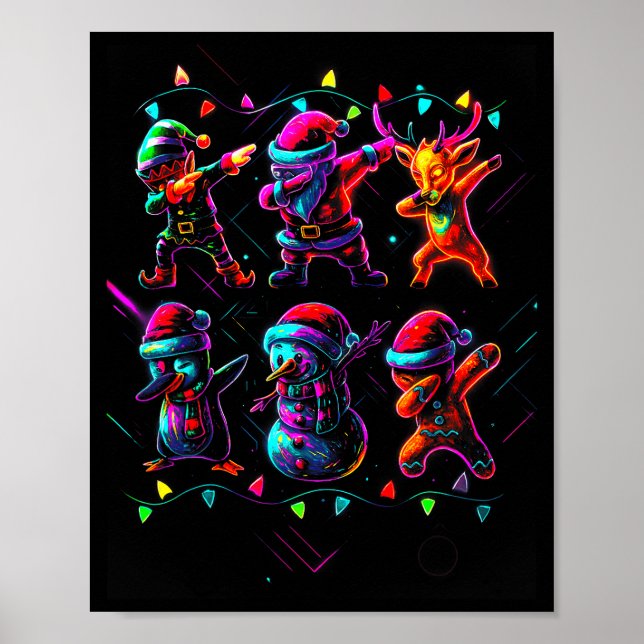 Dabbing Santa Elf Friends Christmas Boys Girls Men Poster (Front)