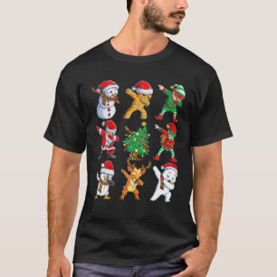 Dabbing Santa Elf Friends Christmas Boys Girls Men T-Shirt