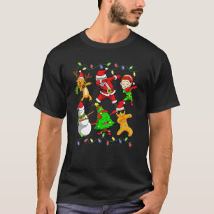 Dabbing Santa Elf Friends Christmas Boys Girls Men T-Shirt