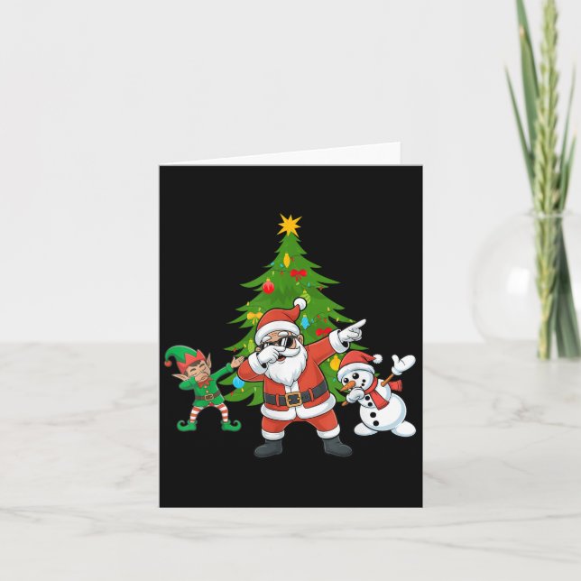 Dabbing Santa Elf Friends Christmas Boys Girls Xma Card (Front)