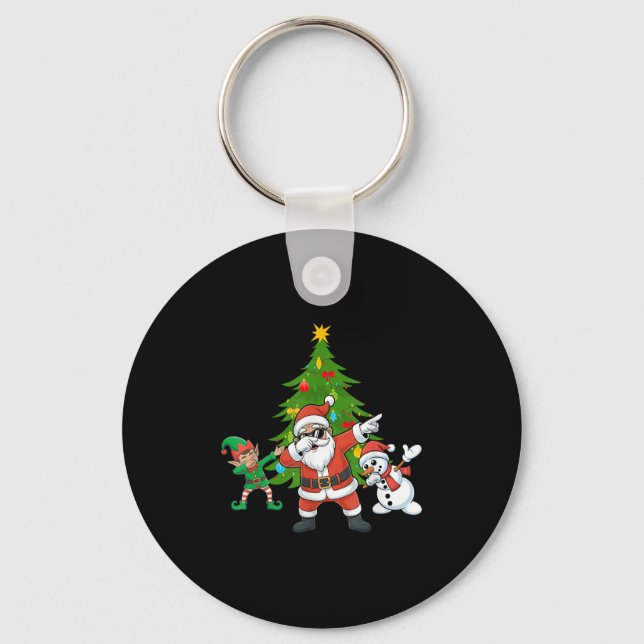 Dabbing Santa Elf Friends Christmas Boys Girls Xma Key Ring (Front)