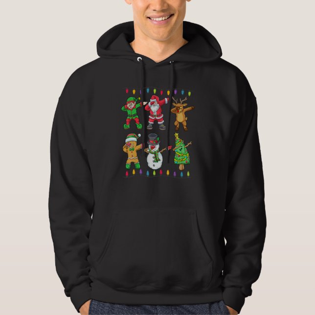 Dabbing Santa Elf Friends Christmas Boys Men  Xmas Hoodie (Front)