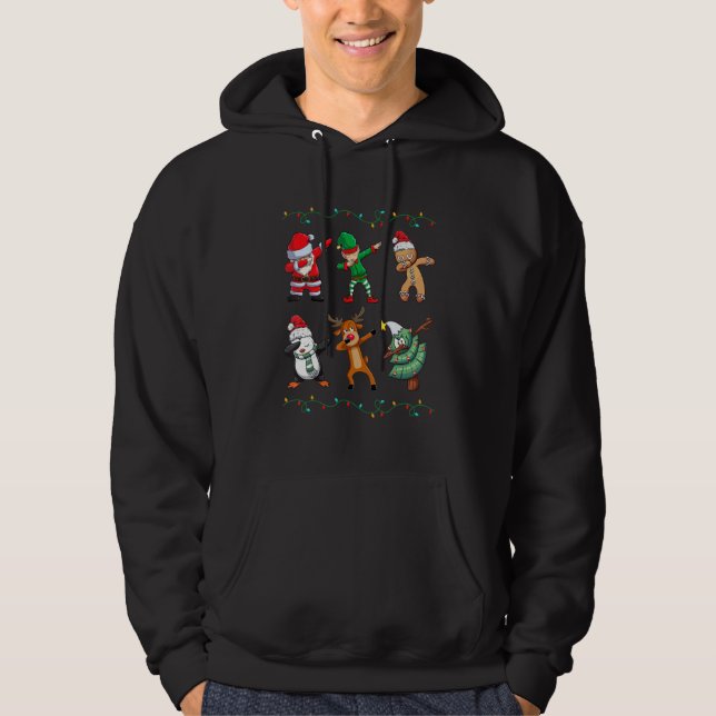 Dabbing Santa Elf Friends Christmas Kids Boys Men  Hoodie (Front)
