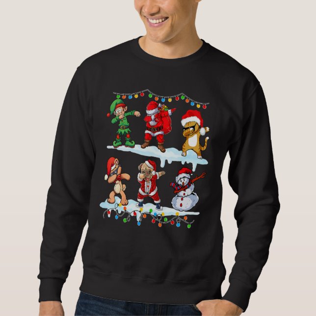 Dabbing Santa Elf Friends Christmas Kids Boys Men  Sweatshirt (Front)