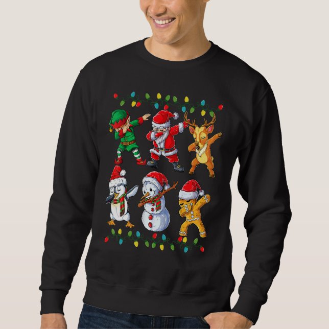 Dabbing Santa Elf Friends Christmas Kids Boys Men  Sweatshirt (Front)
