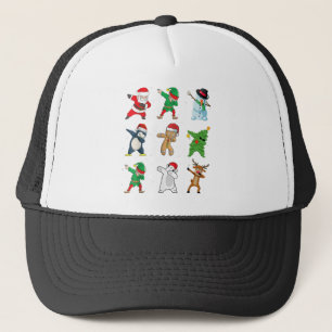 Dabbing Santa Elf Friends Christmas Kids Boys Men Trucker Hat