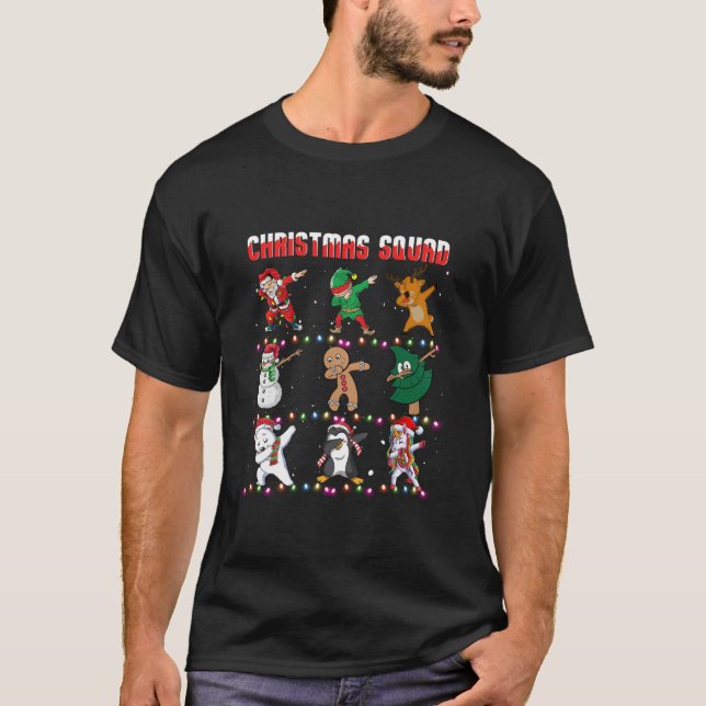 Dabbing Santa Elf Friends Christmas Squad Boys Gir T-Shirt (Front)
