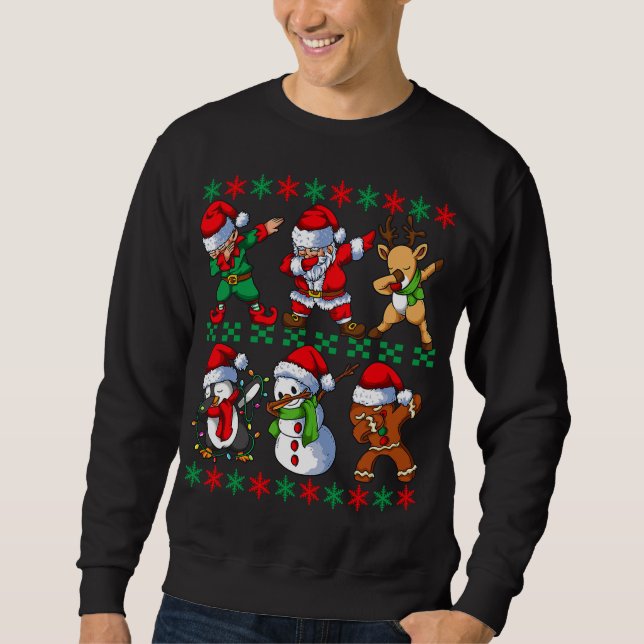 Dabbing Santa Elf Friends Christmas Sweatshirt (Front)