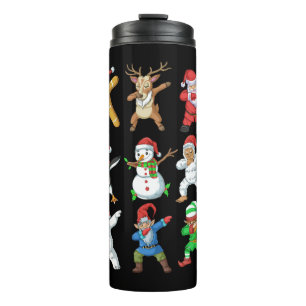 Dabbing Santa Elf Friends Christmas Thermal Tumbler
