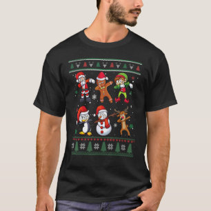 Dabbing Santa Elf Friends Christmas UGLY Boys Men T-Shirt