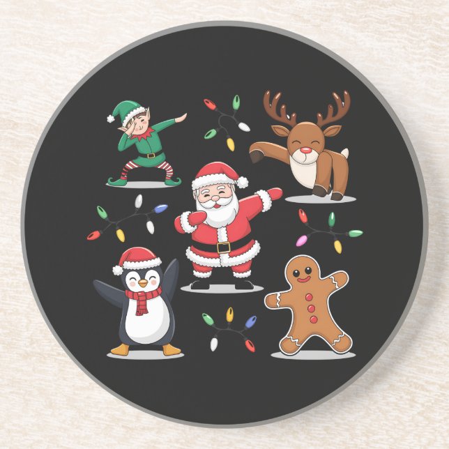 Dabbing Santa Elf Friends Christmas Xmas Dab Coaster (Front)