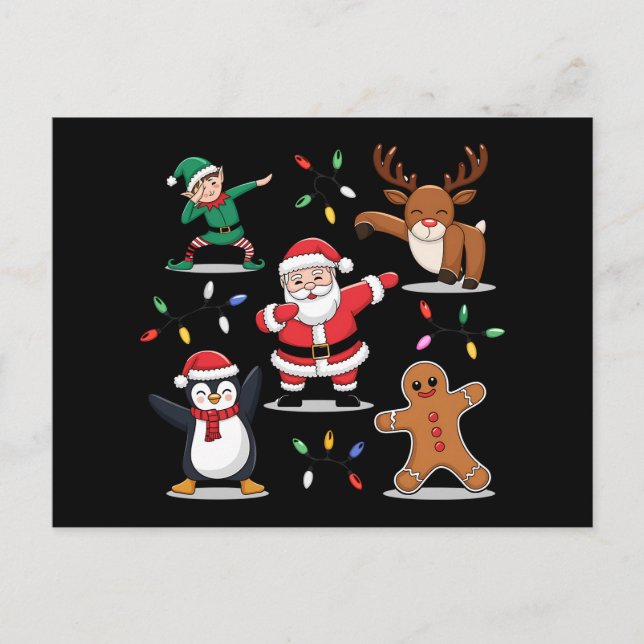 Dabbing Santa Elf Friends Christmas Xmas Dab Holiday Postcard (Front)