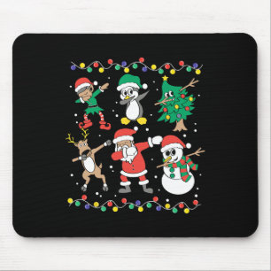 Dabbing Santa Elf Friends Funny Christmas Boy Girl Mouse Pad