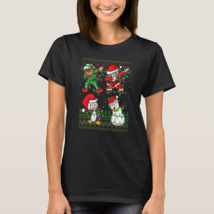 Dabbing Santa Elf Friends Xmas Lights Ugly Christm T-Shirt