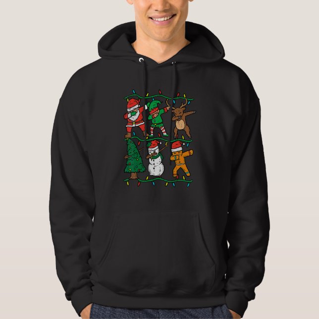 Dabbing Santa Elf Reindeer Dab Xmas PJs Christmas  Hoodie (Front)