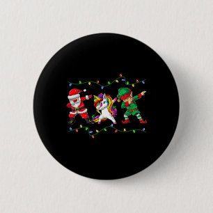 Dabbing Santa Elf Unicorn Christmas Kids Boys Men 6 Cm Round Badge