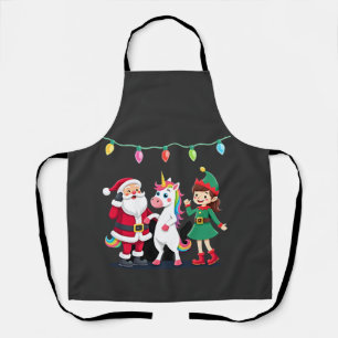 Dabbing Santa Elf Unicorn Christmas Kids Boys Men Apron