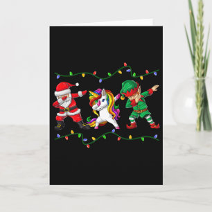 Dabbing Santa Elf Unicorn Christmas Kids Boys Men  Card