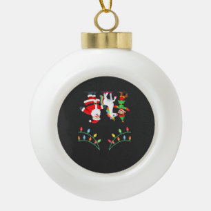 Dabbing Santa Elf Unicorn Christmas Kids Boys Men  Ceramic Ball Christmas Ornament