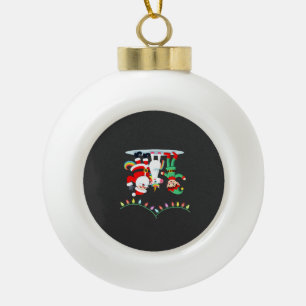 Dabbing Santa Elf Unicorn Christmas Kids Boys Men  Ceramic Ball Christmas Ornament