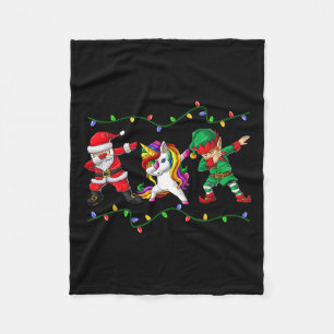 Dabbing Santa Elf Unicorn Christmas Kids Boys Men Fleece Blanket