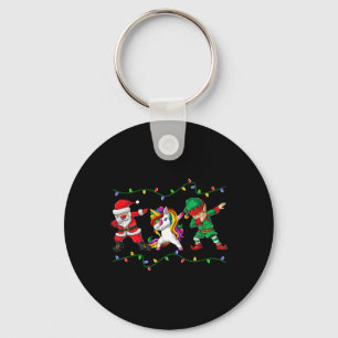 Dabbing Santa Elf Unicorn Christmas Kids Boys Men Key Ring