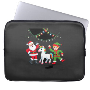 Dabbing Santa Elf Unicorn Christmas Kids Boys Men Laptop Sleeve