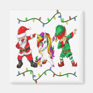 Dabbing Santa Elf Unicorn Christmas Kids Boys Men Magnet
