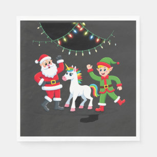 Dabbing Santa Elf Unicorn Christmas Kids Boys Men Napkin