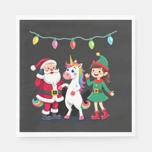 Dabbing Santa Elf Unicorn Christmas Kids Boys Men Napkin