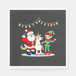 Dabbing Santa Elf Unicorn Christmas Kids Boys Men Napkin