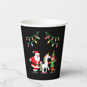 Dabbing Santa Elf Unicorn Christmas Kids Boys Men Paper Cups