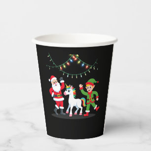 Dabbing Santa Elf Unicorn Christmas Kids Boys Men Paper Cups