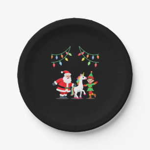 Dabbing Santa Elf Unicorn Christmas Kids Boys Men  Paper Plate