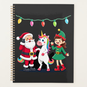 Dabbing Santa Elf Unicorn Christmas Kids Boys Men Planner