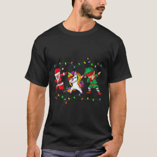 Dabbing Santa Elf Unicorn Christmas Kids Boys Men  T-Shirt