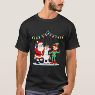Dabbing Santa Elf Unicorn Christmas Kids Boys Men T-Shirt