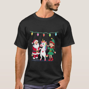 Dabbing Santa Elf Unicorn Christmas Kids Boys Men T-Shirt
