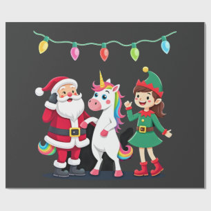 Dabbing Santa Elf Unicorn Christmas Kids Boys Men Wrapping Paper