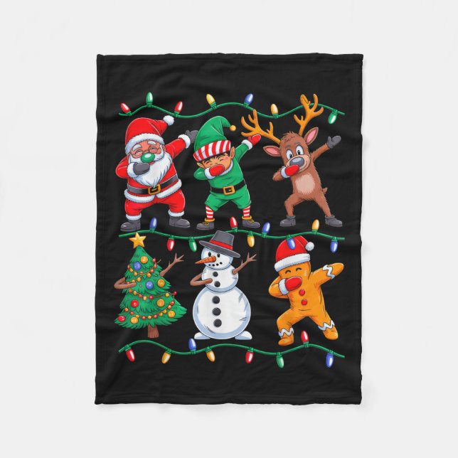 Dabbing Santa Elf Xmas Pjs Christmas Men Girl Yout Fleece Blanket (Front)