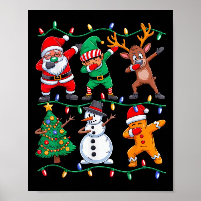 Dabbing Santa Elf Xmas Pjs Christmas Men Girl Yout Poster (Front)
