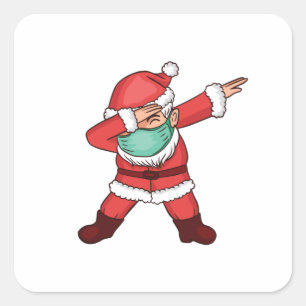 Dabbing Santa Face Mask Square Sticker